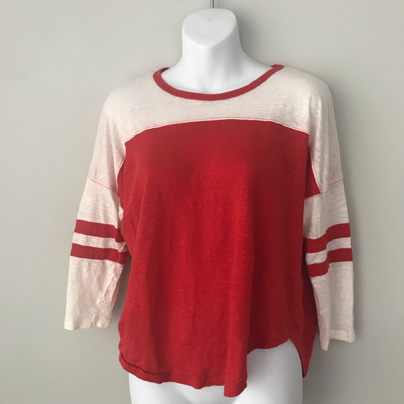 Madewell Linen Baseball Tee size M - Picture 2 of 5